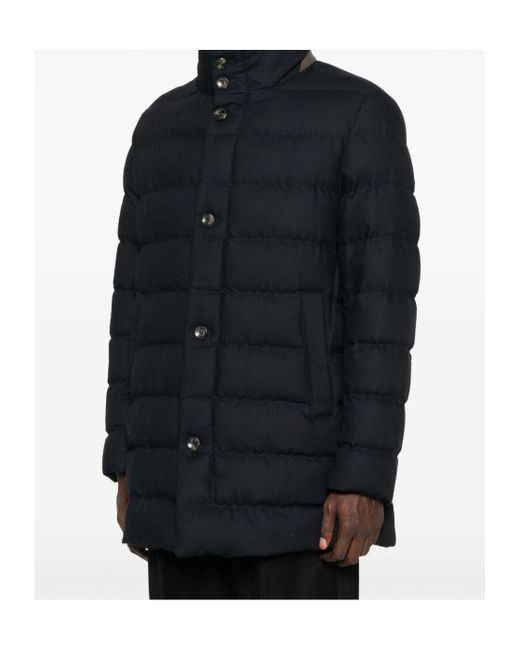 Herno Blue High Neck Quilted Padded Jacket for men