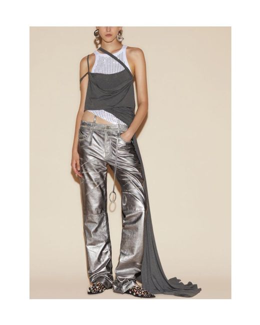 The Attico Gray Straight Casual Pants