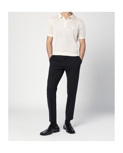 Prada White Logo Embroidered Short-Sleeved Polo Shirt for men