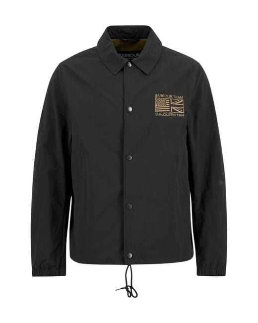 Barbour Black Long-Sleeved Snap-Button Casual Jacket for men