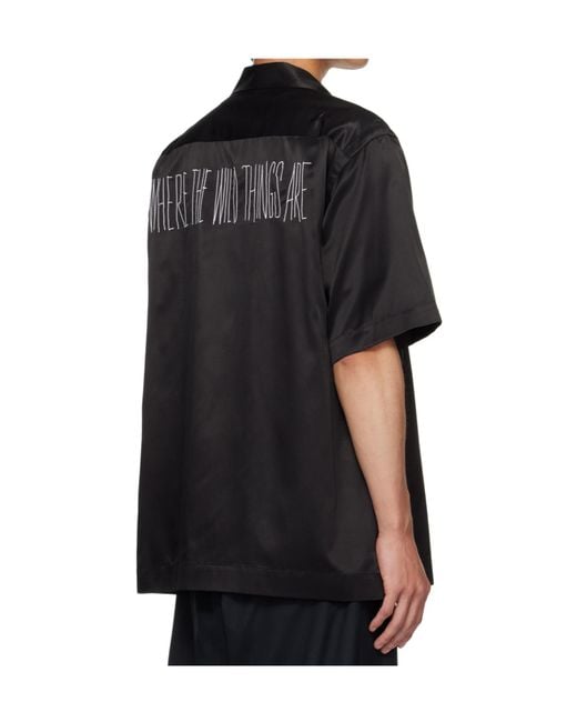 Sacai Black Lapel Short-Sleeved Shirt for men
