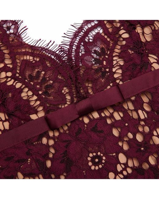 Self-Portrait Red Floral Lace Midi Dress