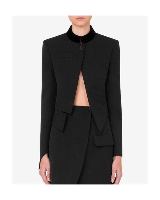 Moschino Black Wool Long-Sleeved Casual Jacket