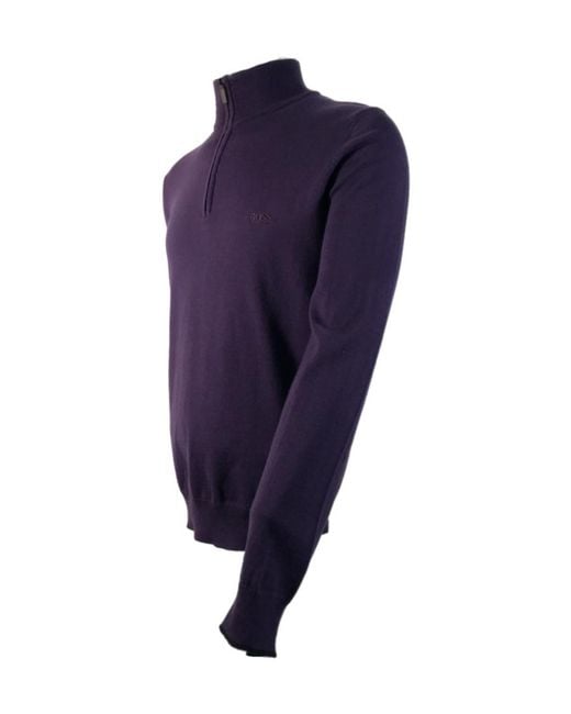 Boss Blue Stand-Neck Sweater for men