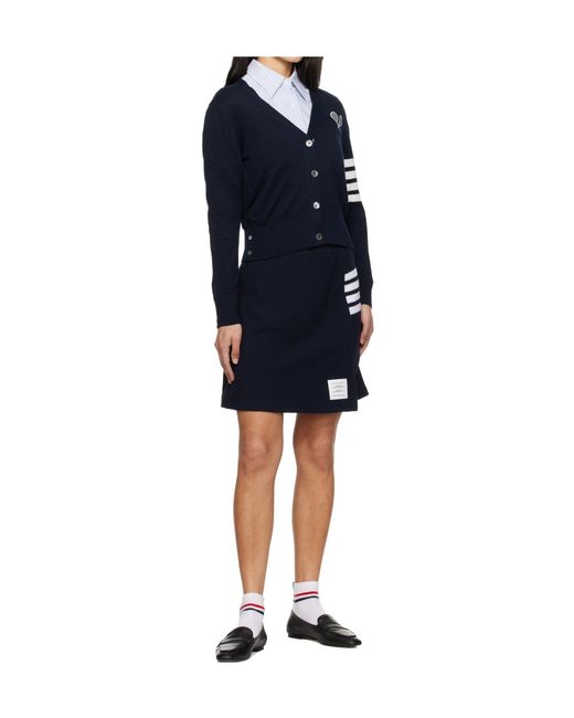 Thom Browne Blue Tennis Racquets V-Neck Cardigan