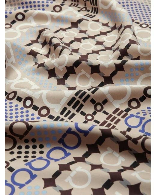 Ferragamo White Logo Printed Silk Scarf