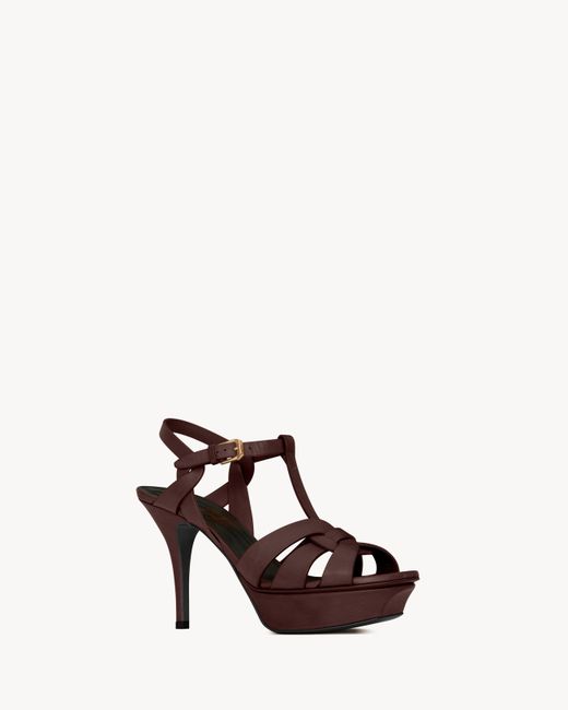 Saint Laurent Brown Tribute Platform Sandals