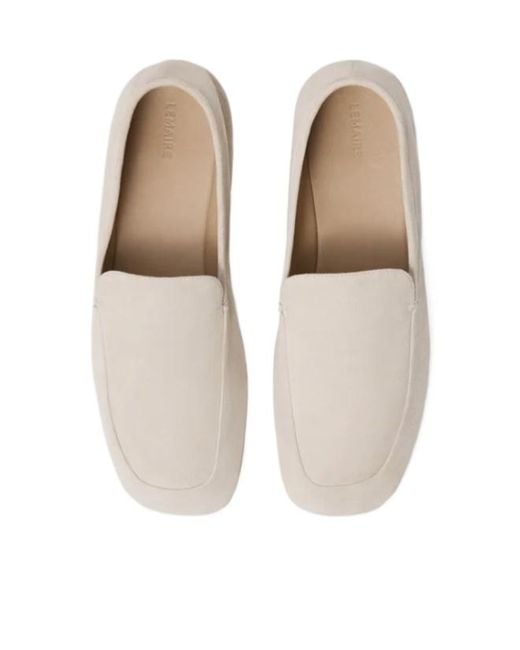 Lemaire White Square Toe Slip-On Loafers