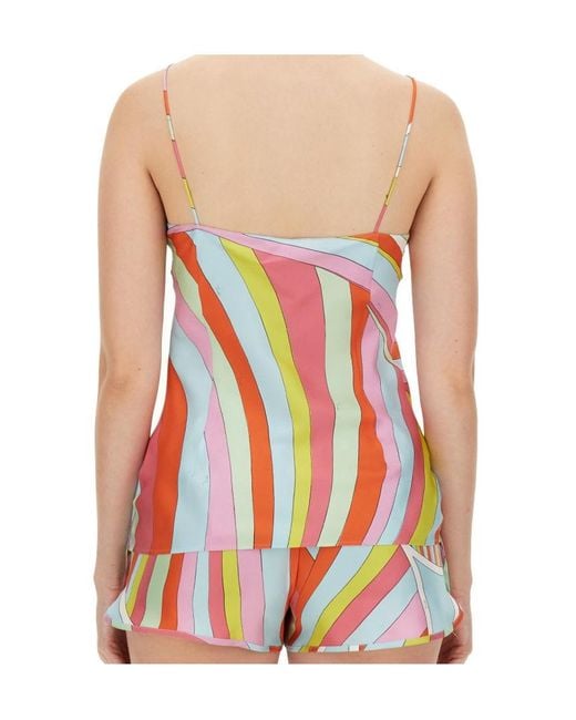 Emilio Pucci White Iride-Print Silk Camisole Top