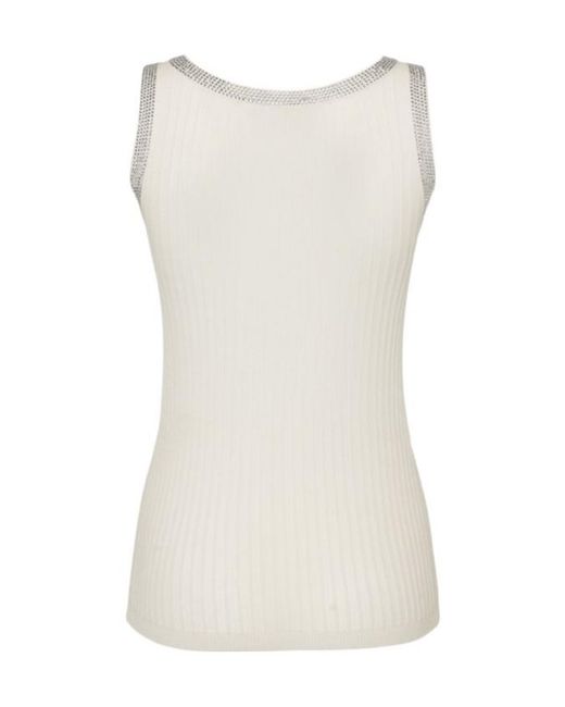 Blumarine White Embellished Collar Knitted Tank Top
