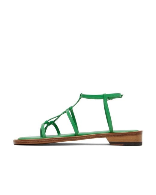 Low Classic Green Open-Toe Heeled Sandals