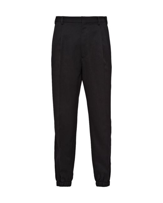 Prada Black Pressed-Crease Velvet Tailored Trousers for men