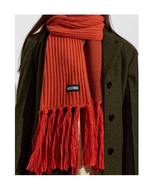 Moschino Red Tasseled Scarf for men