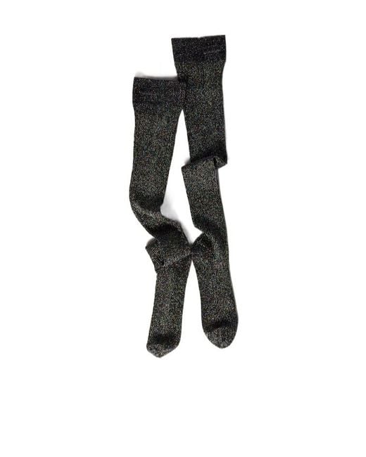 Miu Miu Black Lamé Viscose Socks
