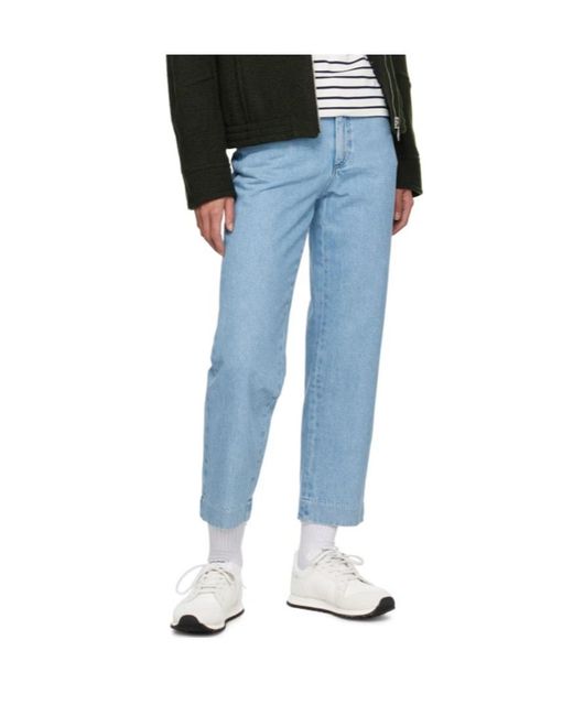 A.P.C. Blue New Sailor Stitch Detail Denim Pants