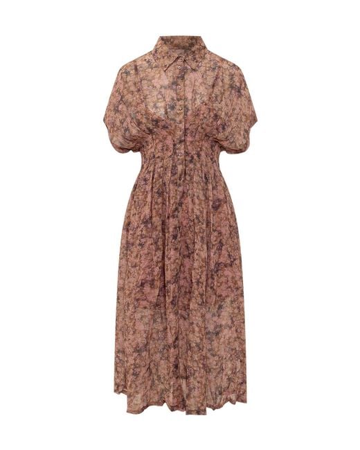 Ba&sh Brown Adena Printed Midi Dress