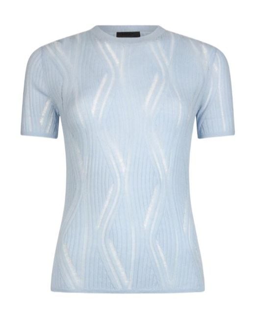 Liu Jo Blue Short-Sleeve Round-Neck Top