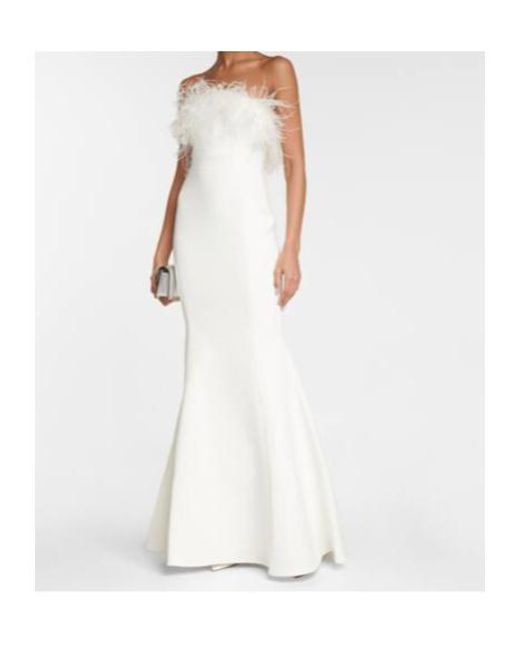 Rebecca Vallance White Bridal Grace Feather-Trimmed Gown