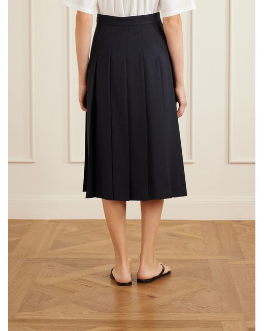 Auralee Blue Hopsack Pleated Skirt