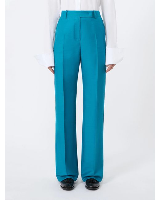 Max Mara Blue Mxmtalco Pleated Tailored Trousers