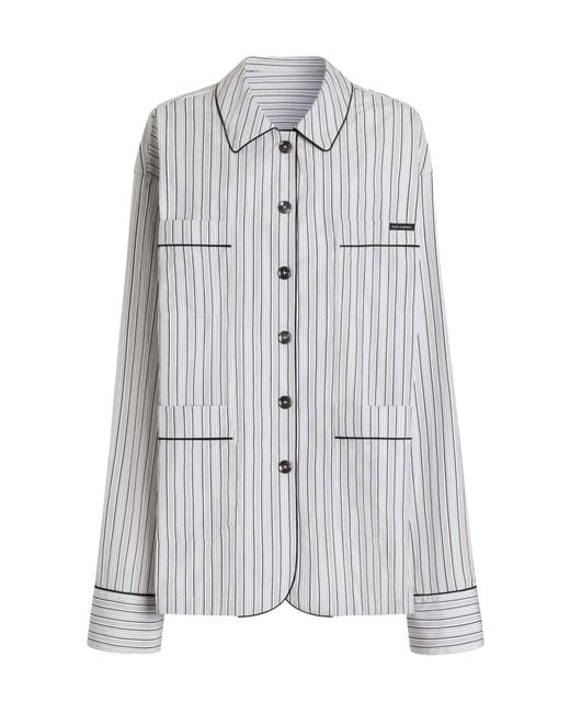 Dolce & Gabbana Gray Striped Pocket Shirt