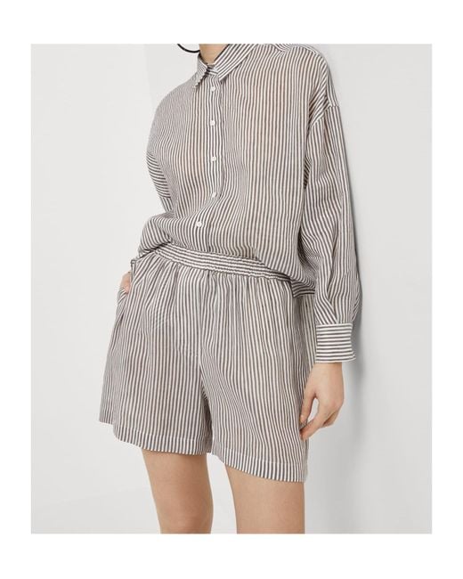 Brunello Cucinelli Gray Striped Long-Sleeved Shirt