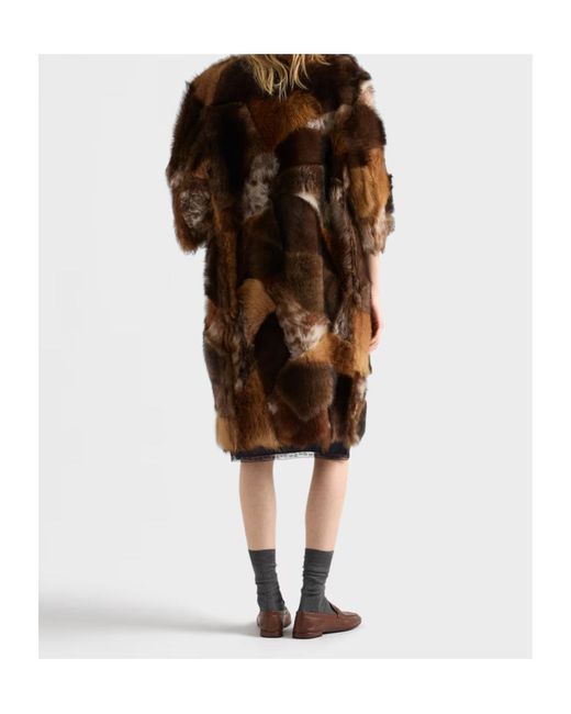 Prada Brown Patchwork Long Coat