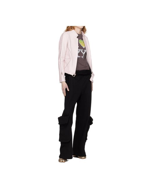 OPEN YY Pink Radius Leather Jacket