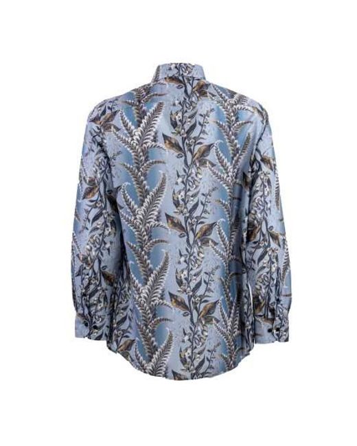 Etro Blue Pattern-Printed Button-Up Shirt for men
