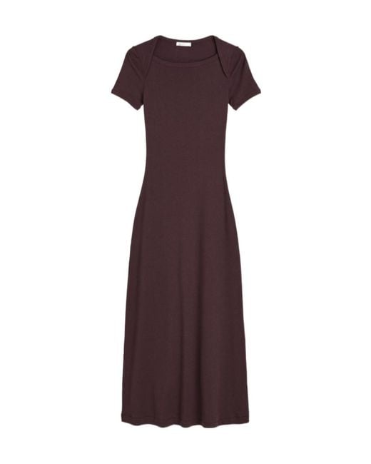 By Malene Birger Purple Irina Short-Sleeve Boat-Neck Maxi Dress