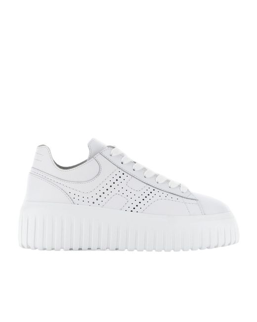 Hogan White Logo-Perforated Chunky Sneakers