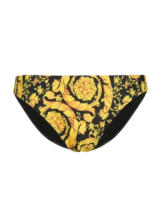 Versace Yellow Barocco Printed Swim Briefs for men