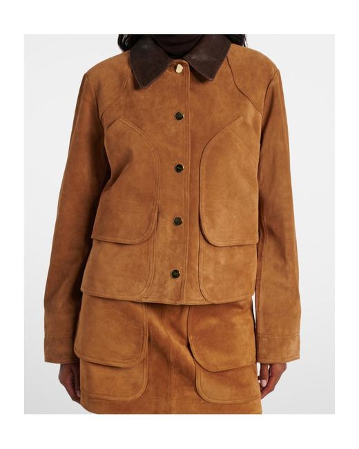 Veronica Beard Brown Walters Suede Field Jacket