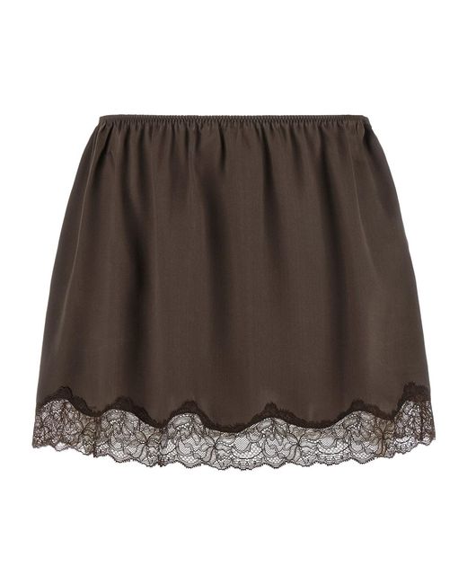 Magda Butrym Brown 11 Lace-Trim Mini Skirt