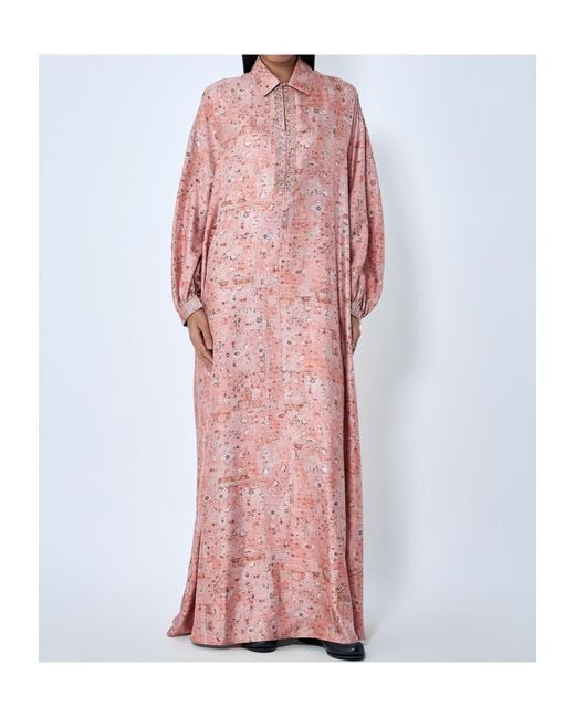 Max Mara Pink Embelished-Collar Printed Dress