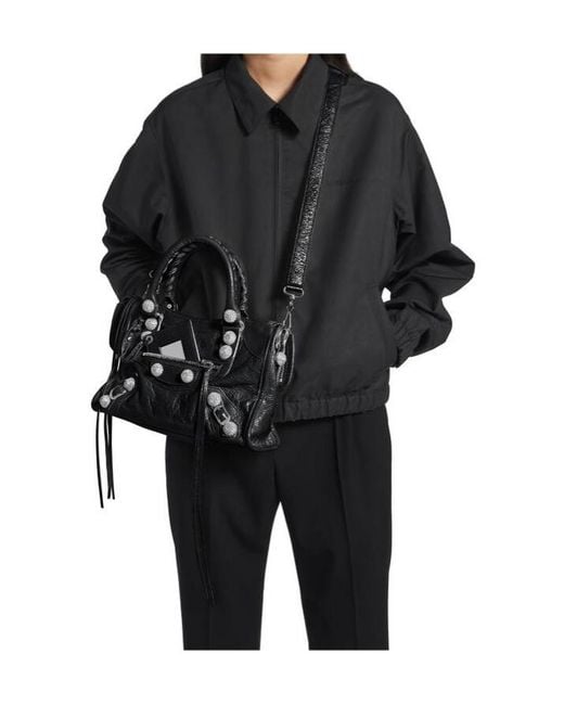 Balenciaga Black Le City Studded Small Top Handle Bag