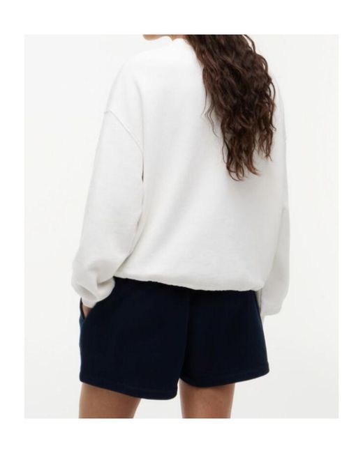 Tommy Hilfiger White Crest Logo-Print Drawstring-Hem Sweater