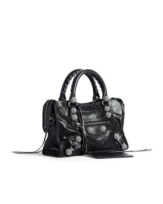 Balenciaga Black Le City Studded Small Top Handle Bag