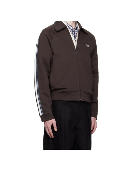 Lacoste Brown Logo Patch Zip-Up Sweatshirt for men