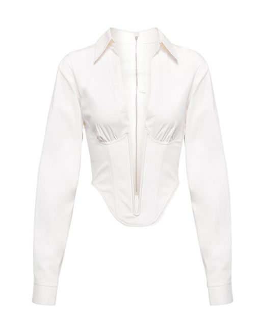 Dion Lee White V-Neck Zip-Up Hoodie