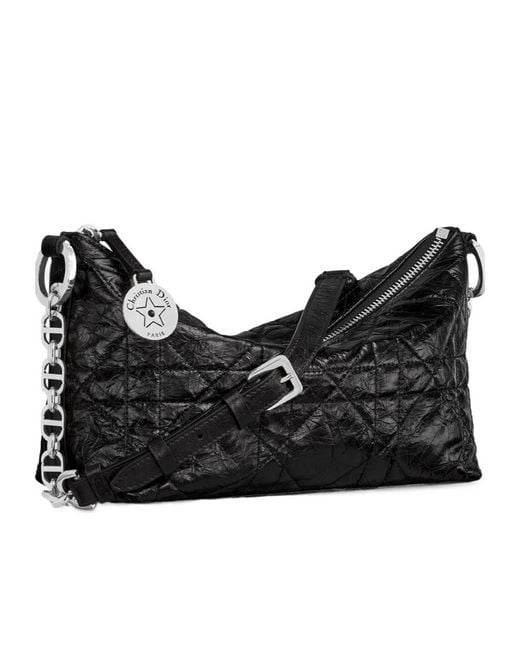 Dior Black Star Hobo Bag With Chain
