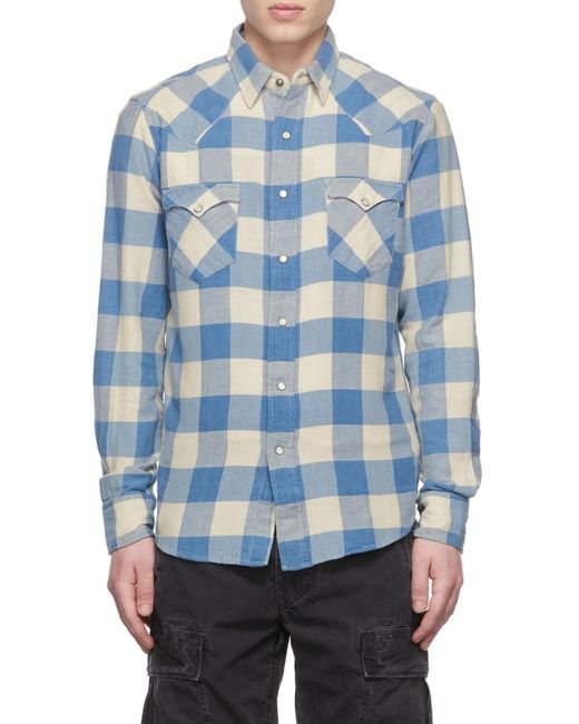 RRL Blue Gingham-Print Shirt for men