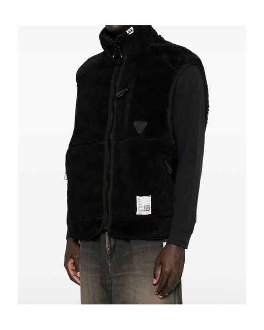 Maison Mihara Yasuhiro Black Faux-Shearling Sleeveless Jacket for men