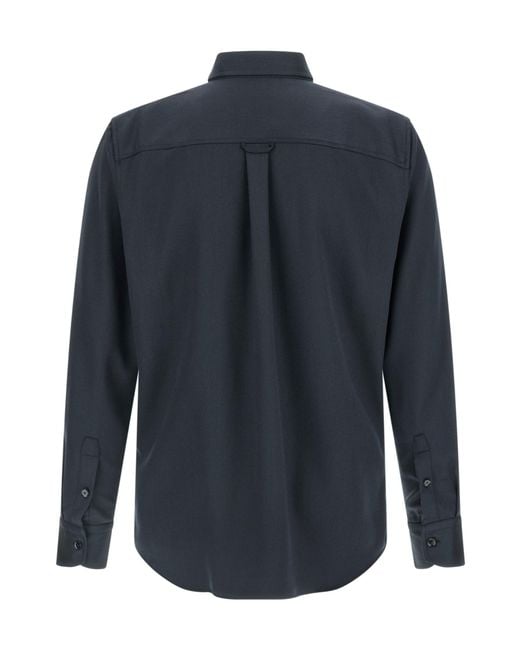 Brioni Blue Military Patch-Pocket Shirt for men