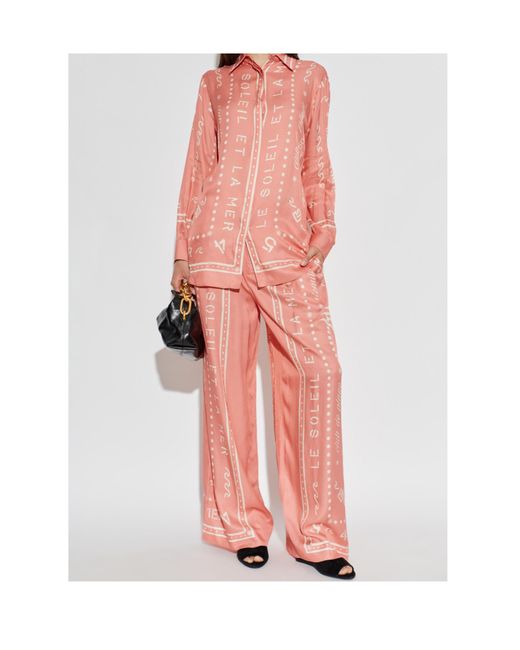Balmain Pink All-Over Logo Print Shirt