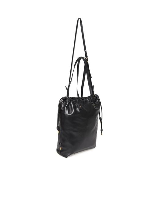 Isabel Marant Black Silven Logo Printed Drawstring Shoulder Bag