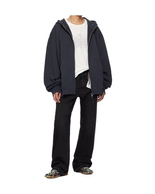 Maison Margiela Blue Oversized Zip-Up Hoodie for men