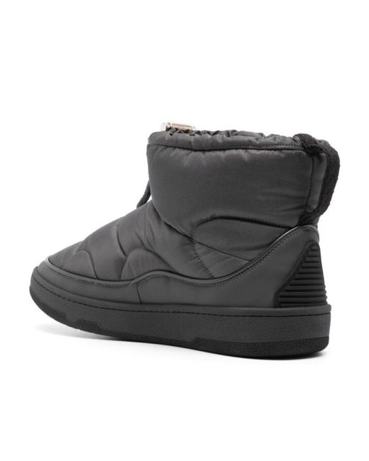 Lanvin Black Quilted Padded Drawstring Ankle Boots for men