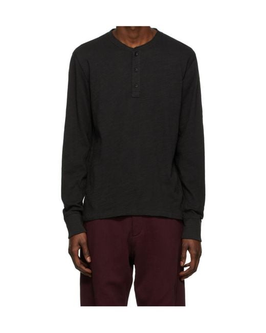 Rag & Bone Black Long-Sleeve Cotton Top for men