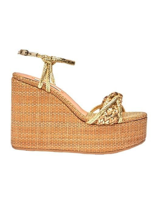 Casadei Natural Marbella Braided Wedge Sandals